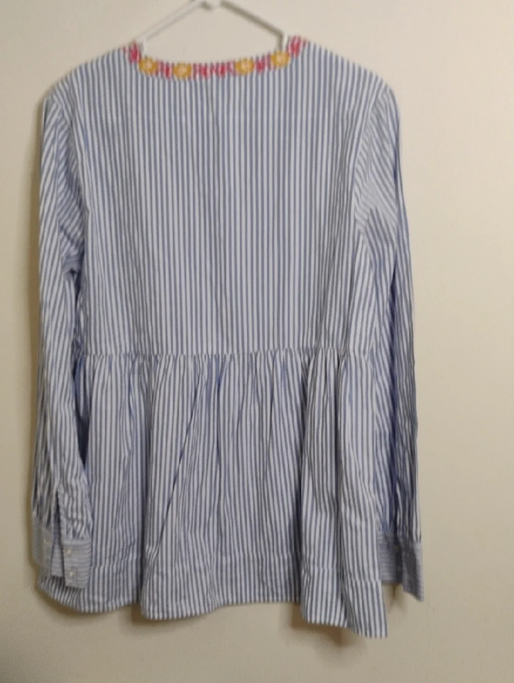 crown & ivy Blue and Yellow Embroidered Striped Tunic Large - Picture 4 of 7